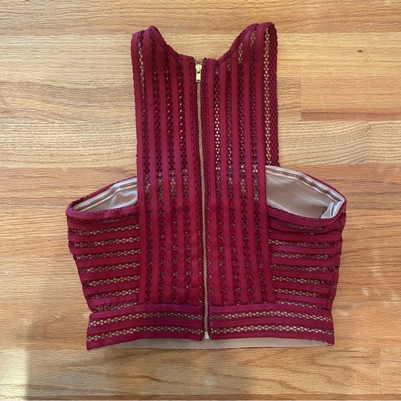 Self Portrait Matching Set in Burgundy Mesh - Picture 8 of 9